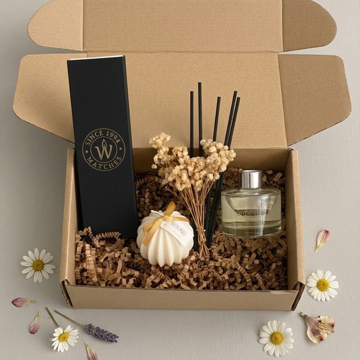 Gaveæske – White Musk & Round Candle